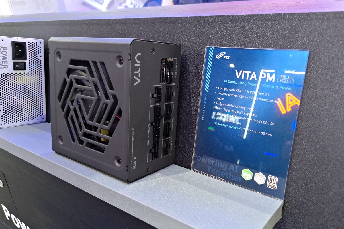 FSP nos enseña en el Computex la VITA PM, con 1000 W, ventilador FDB de 120 mm y conector nativo 12V-2x6