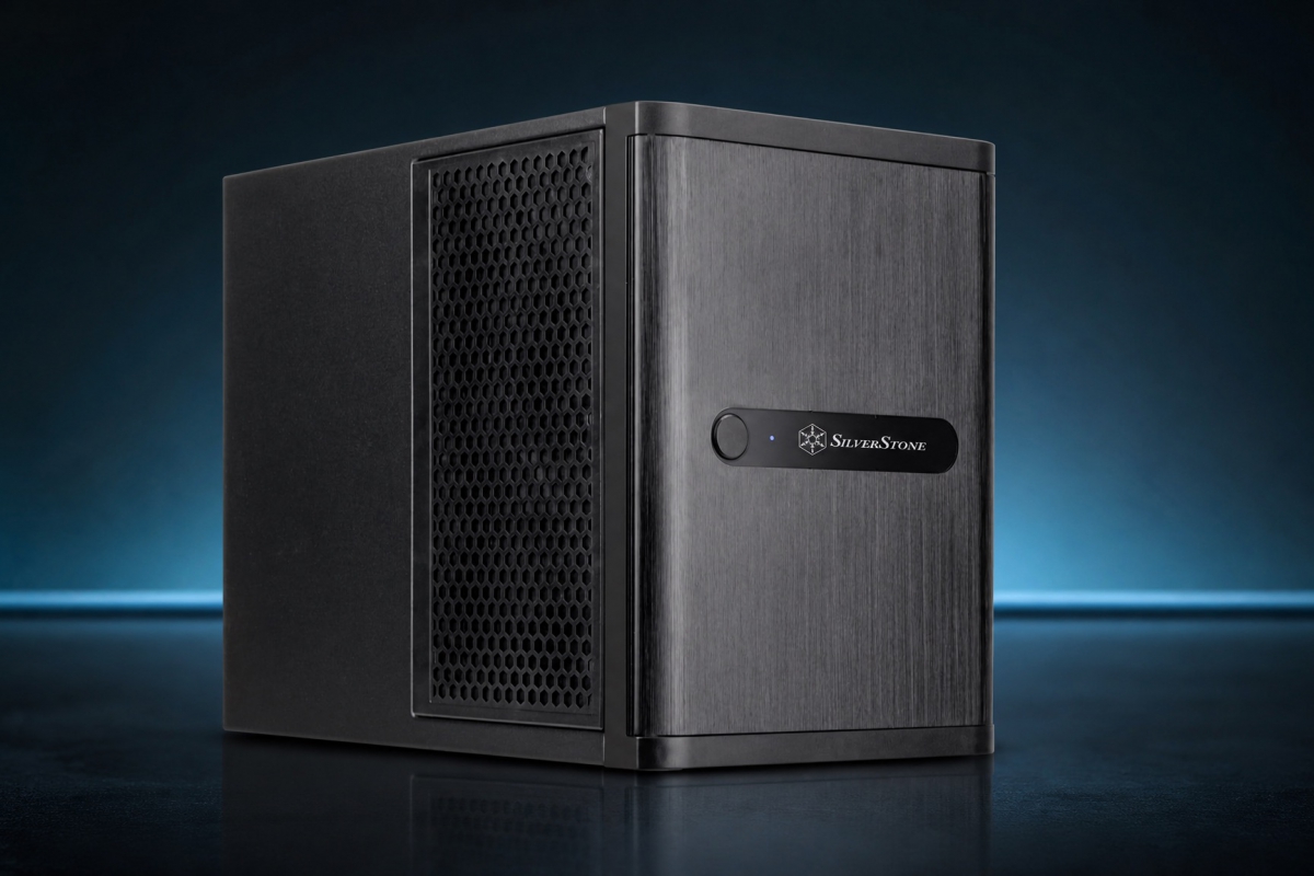 El nuevo NAS Mini-ITX de SilverStone soporta tarjetas gráficas de hasta 300 mm y bahías tri-modo NVMe, SAS y SATA