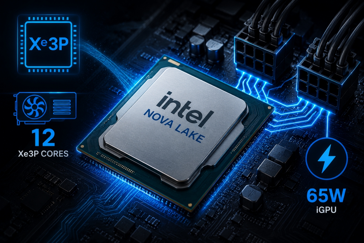 Las GPUs integradas Intel Xe3P de los Nova Lake necesitarán hasta 65 W de alimentación dedicada
