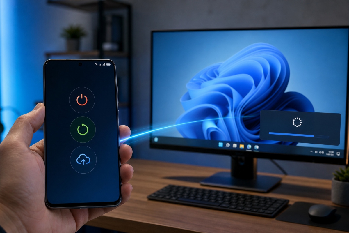 Windows 11 prepara controles para apagar, reiniciar y actualizar el PC desde un móvil Android