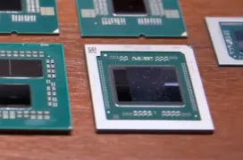 Vista en un vídeo de AMD la GPU Navi 32 con un diseño de un GCD + 4 MCD