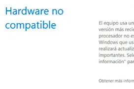 Elimina el mensaje de hardware no compatible en Windows.