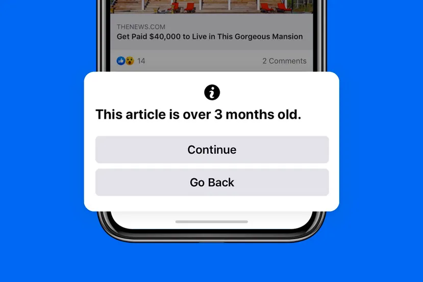 Facebook avisará a los usuarios que vayan a compartir una publicación antigua
