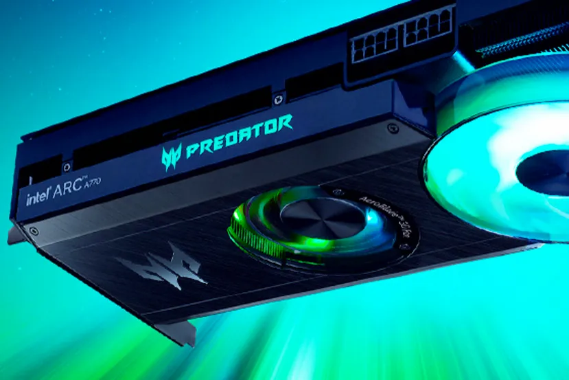 Nueva tarjeta gráfica Acer Intel Arc A770 Predator BiFrost que incluye ventilador y turbina como refrigeración