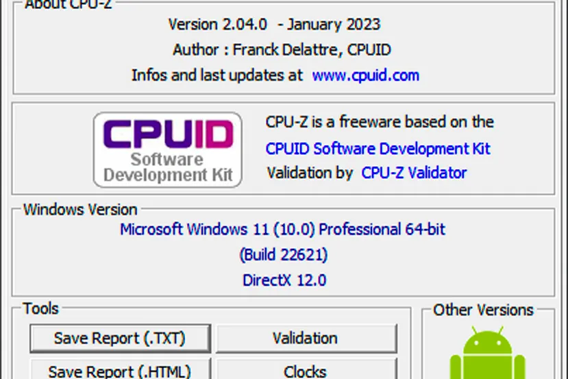 Nueva versión de CPU-Z 2.04 compatible con el Intel Core i9-13900KS y los AMD Ryzen 7000X3D