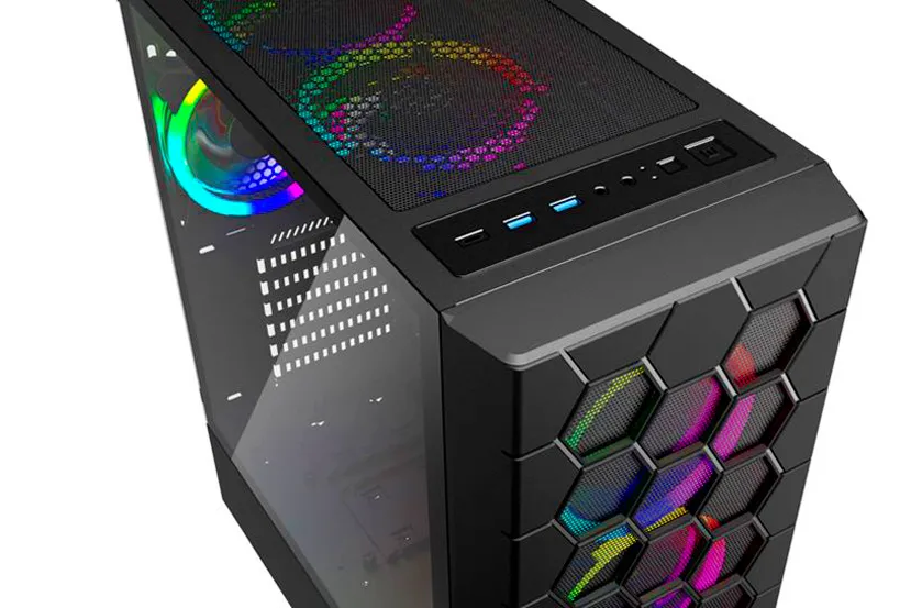 Sharkoon presenta su nueva caja RGB Hex con panel frontal de malla en forma de hexágono y 6 ventiladores preinstalados