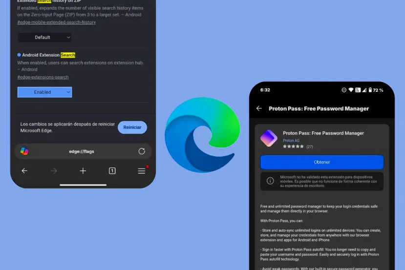 Esta no te la esperabas: ahora puedes usar todas las extensiones de escritorio en Microsoft Edge para Android