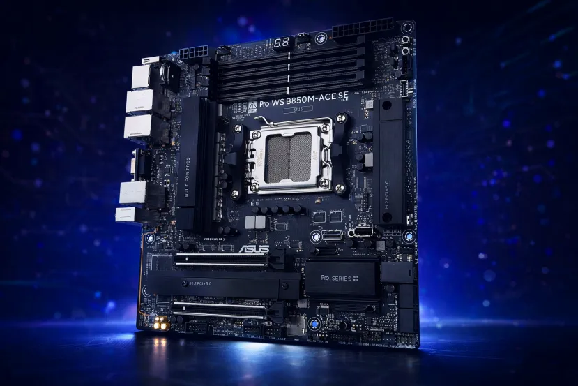 ASUS convierte AM5 en una placa casi de servidor: Pro WS B850M-ACE SE con IPMI, triple LAN hasta 10 GbE y almacenamiento U.2, MCIO y M.2 Gen5