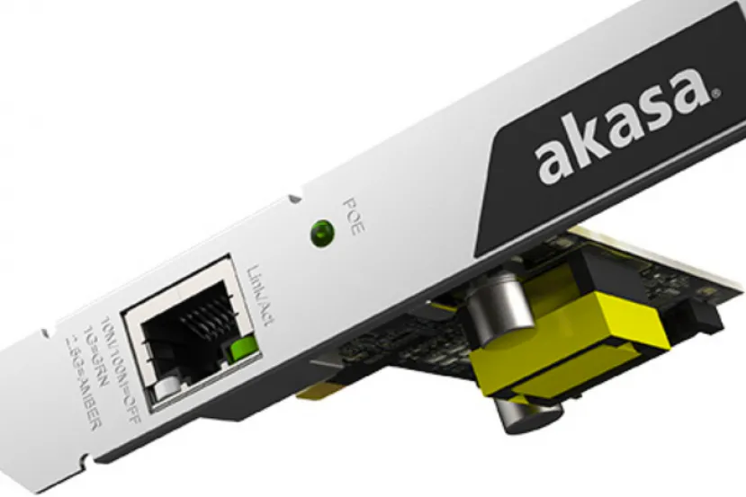 La nueva tarjeta PCIe con 2,5 GbE de Akasa es capaz de alimentar dispositivos a 25,5 W mediante PoE