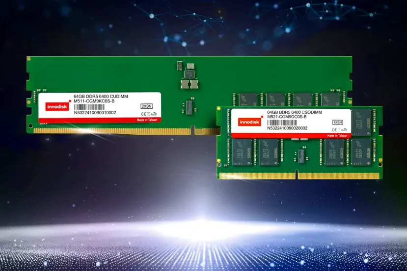 Nuevas memorias Innodisk DDR5 CUDIMM y CSODIMM a 6.400 MT/s y en módulos de hasta 64 GB