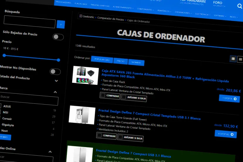 Nueva categoría de Cajas de Ordenador en nuestro Comparador de Precios de Informática
