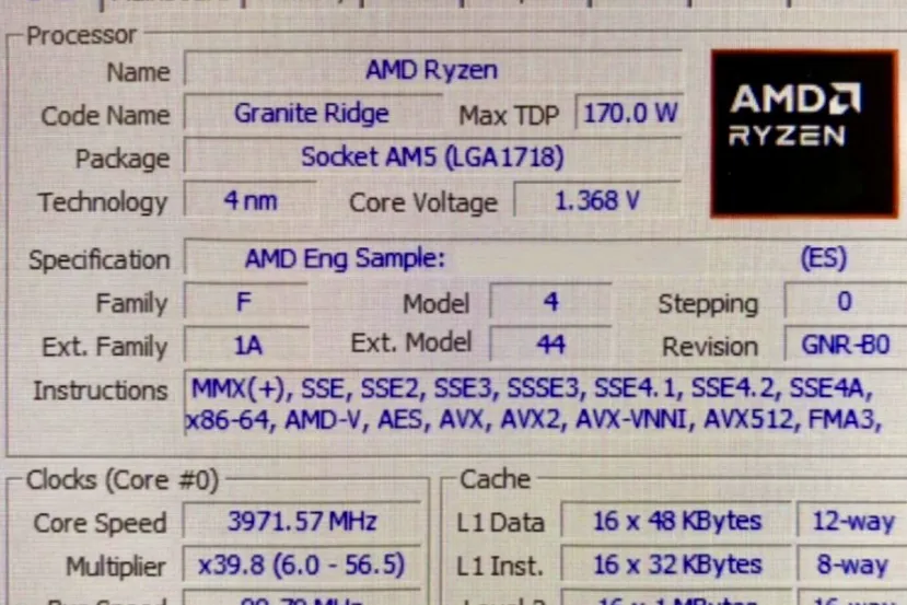 Se filtra captura de CPU-Z del AMD Ryzen 9 9950X3D con el mismo TDP y velocidades que el Ryzen 9 9950X
