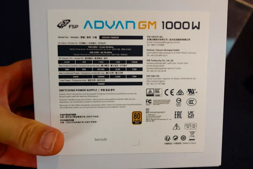 Las FSP ADVAN GM ofrecen hasta 1.000 W, certificación GOLD y conector nativo 12V-2x6