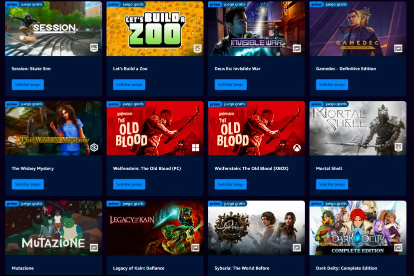 Llévate 13 nuevos juegos Gratis con Amazon Prime Gaming, Wolfenstein: The Old Blood, Deux Ex: Invisible War y más