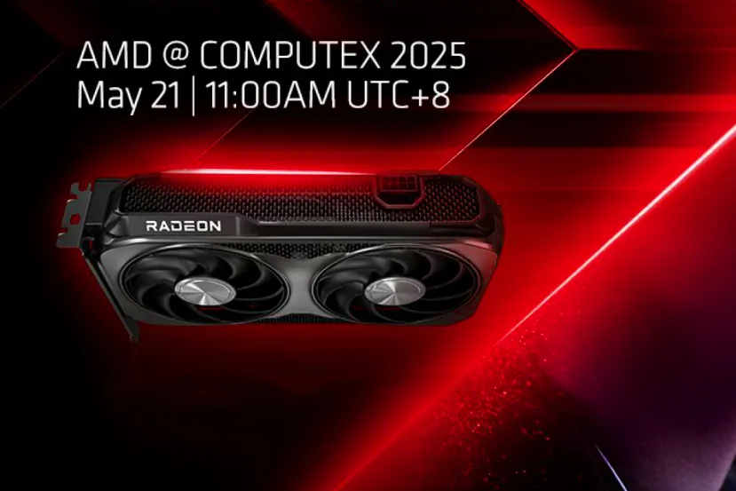 AMD muestra un render de la Radeon RX 9060 XT, diseño de doble ventilador y conector de corrientes de 8 pines