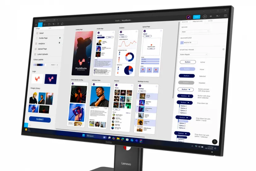 Los monitores Lenovo ThinkVision incluyen Inteligencia Artificial, USB-C de hasta 100 W y un 95% de plástico reciclado