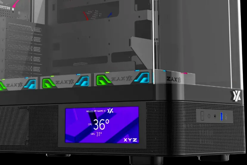 El fabricante XYZ nos presenta este COMPUTEX 2025 su nueva línea de cajas, modelos panorámicos con pantalla LCD en color blanco y negro