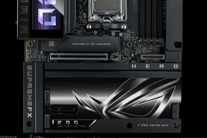 La nueva placa ASUS BTF es la Crosshair X870E Hero, una solución premium que alimenta la GPU directamente desde la placa base