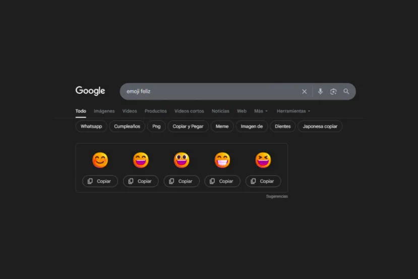 Google añade un selector de emojis directo en los resultados de búsqueda