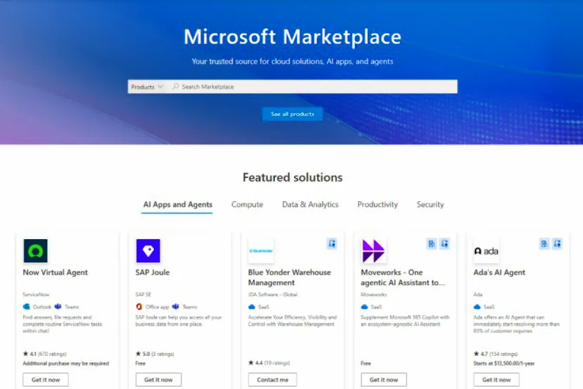 Microsoft lanza la nueva Microsoft Marketplace para soluciones en la nube y aplicaciones de IA