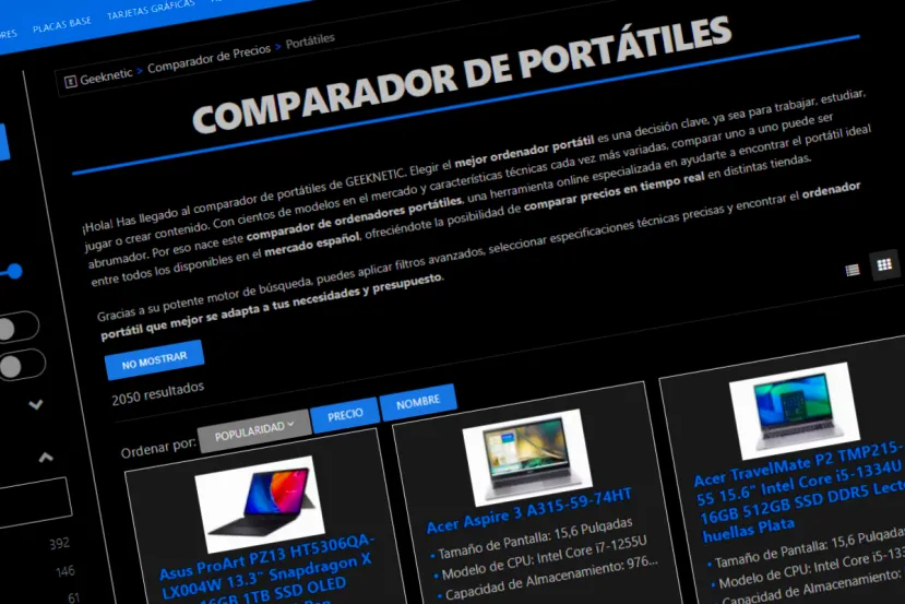 Ya disponible la categoría de Portátiles en el Comparador de Precios de Geeknetic