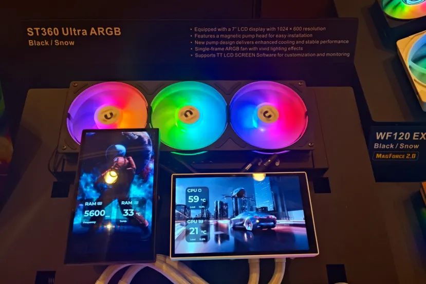 Pantalla de 7 pulgadas y 3 ventiladores con marco único en la RL AiO Thermaltake ST360 Ultra ARGB Sync