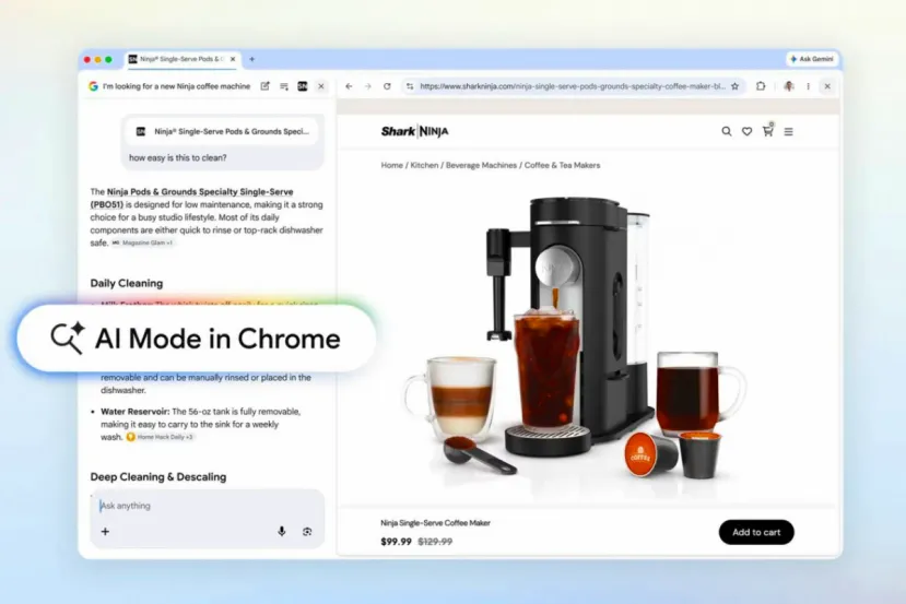 Google lleva el modo IA a Chrome con vista lateral, pestañas recientes y búsquedas con archivos sin cambiar de pestaña