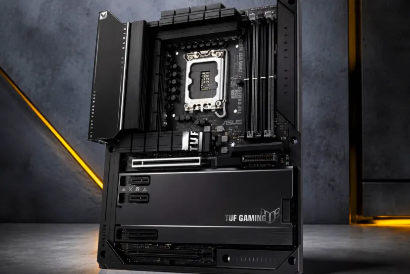 ASUS confirma la placa base TUF Gaming Z890-BTF WIFI7 con cuatro ranuras M.2 y conectores ocultos para Intel Core Ultra 200