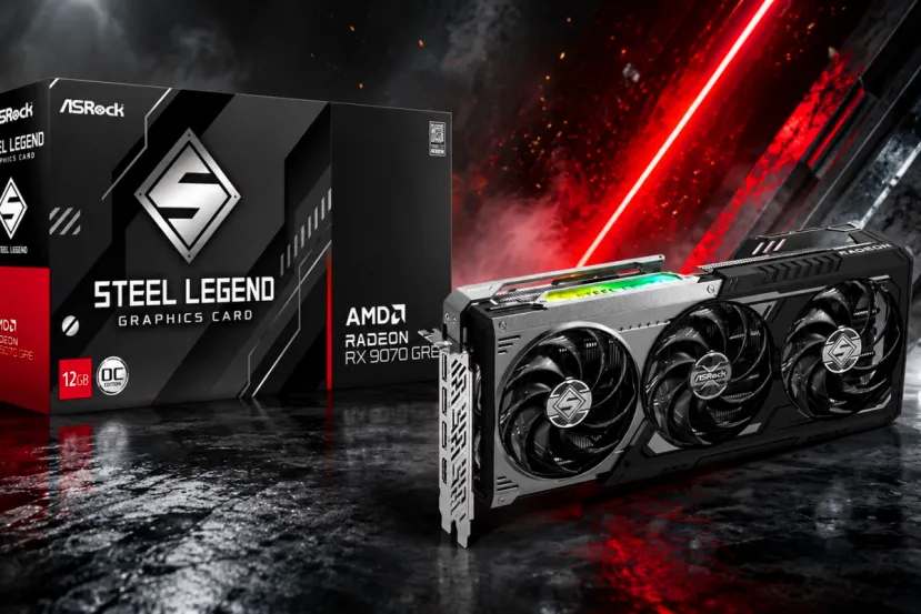 ASRock lanza la Radeon RX 9070 GRE Steel Legend Dark 12 GB OC con refrigeración triple y frecuencia boost de 2920 MHz