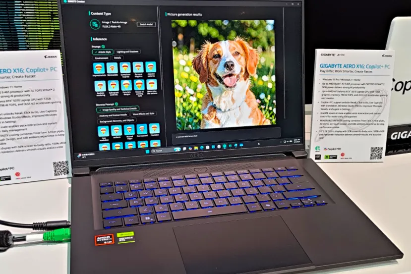 El nuevo GIGABYTE AERO X16 lleva un Ryzen AI 9 365, RTX 5070 y formato Copilot+ PC