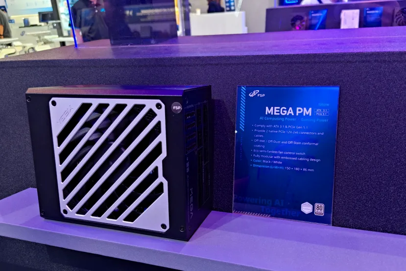 La FSP MEGA PM ofrece 1350 W, ATX 3.1, PCIe 5.1 y dos conectores nativos 12V-2x6 para equipos de IA y gaming