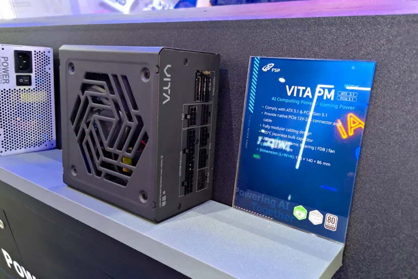 FSP nos enseña en el Computex la VITA PM, con 1000 W, ventilador FDB de 120 mm y conector nativo 12V-2x6