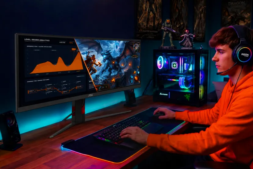 AOC mete un KVM y carga de 90 W en sus nuevos monitores ultrawide de hasta 250 Hz