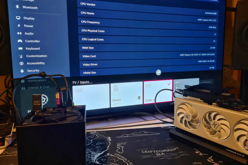 Meten una eGPU a la Steam Machine por la ranura M.2 y logran más de 100 FPS en Crimson Desert