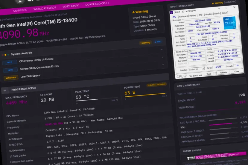 CPU-Z se actualiza a la versión 3.01 para incluir el nuevo Validator V3 con hasta 100 comprobaciones en menos de 10 segundos