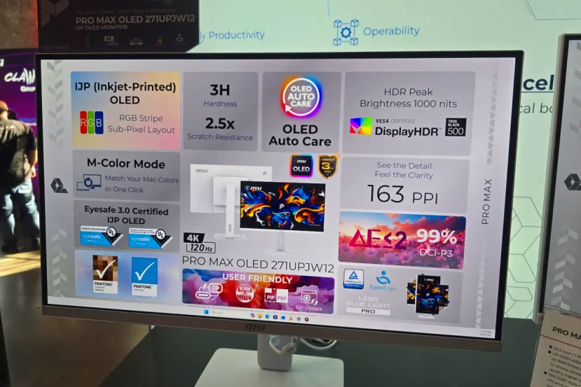 El nuevo monitor MSI PRO MAX OLED con tecnología de inyección de tinta llegará a principios de 2027 por 699 euros