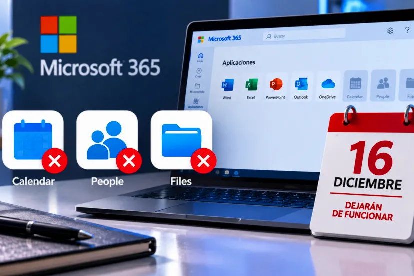 Microsoft retira Calendar, People y Files de Microsoft 365: dejarán de funcionar el 16 de diciembre