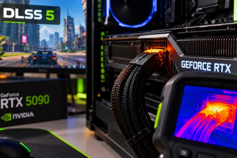 Una prueba con DLSS 5 lleva el conector de la RTX 5090 a 91,7 grados y registra picos de 646,7 W