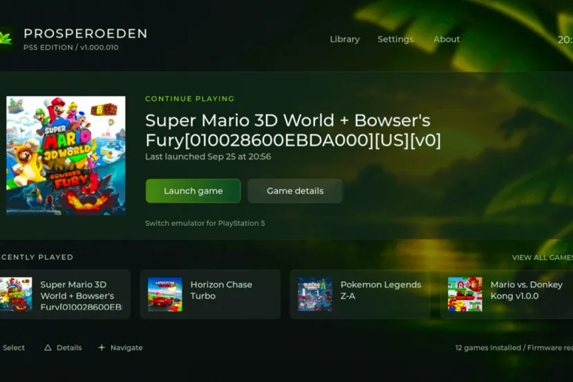 ProsperoEden es el emulador de Nintendo Switch para PS5 en versión Alpha, capaz de ejecutar CupHead a 60 FPS