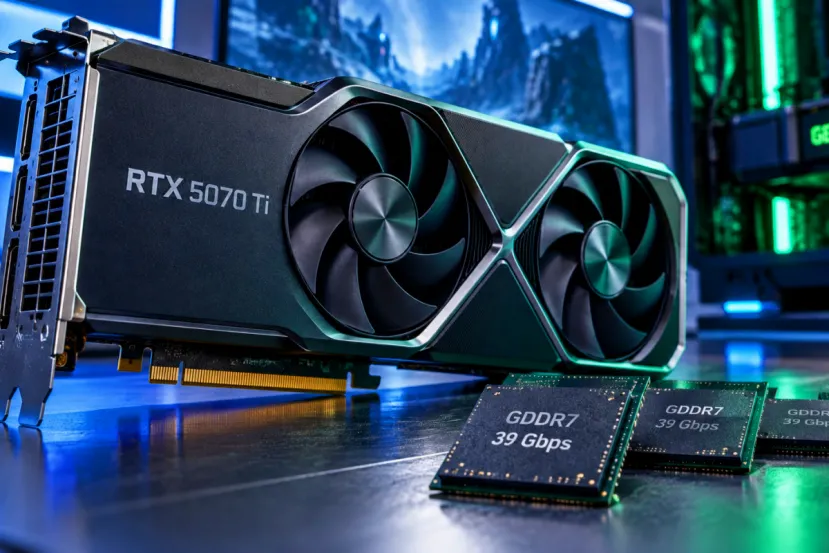 La memoria de una RTX 5070 Ti alcanza los 39 Gbps y supera en un 39 % su ancho de banda teórico