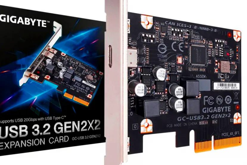 Gigabyte anuncia la primera tarjeta de expansión PCIe a USB 3.2 de 20 Gbps del mercado