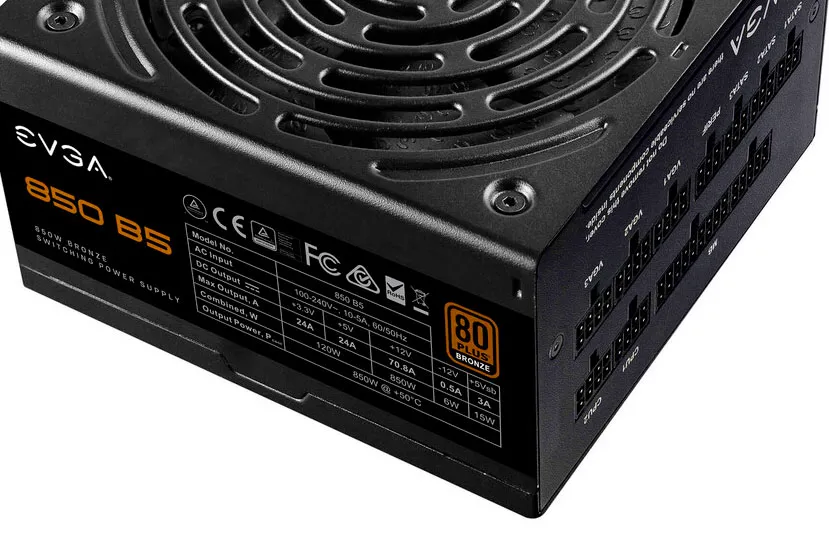 EVGA estrena la serie B5 de fuentes de alimentación con modelos de hasta 850 W modulares y 80+ Bronze