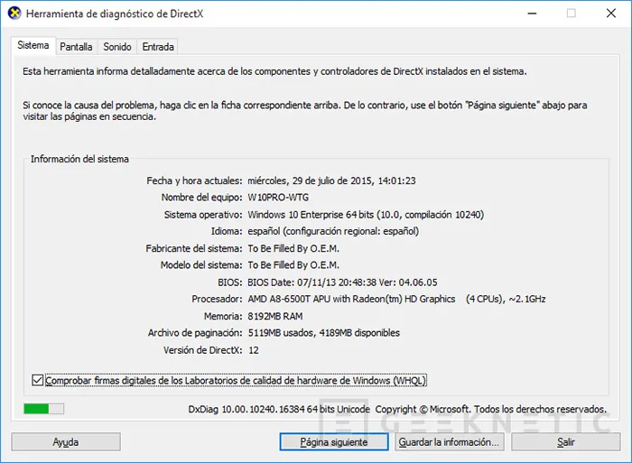 Geeknetic Análisis de Windows 10 11