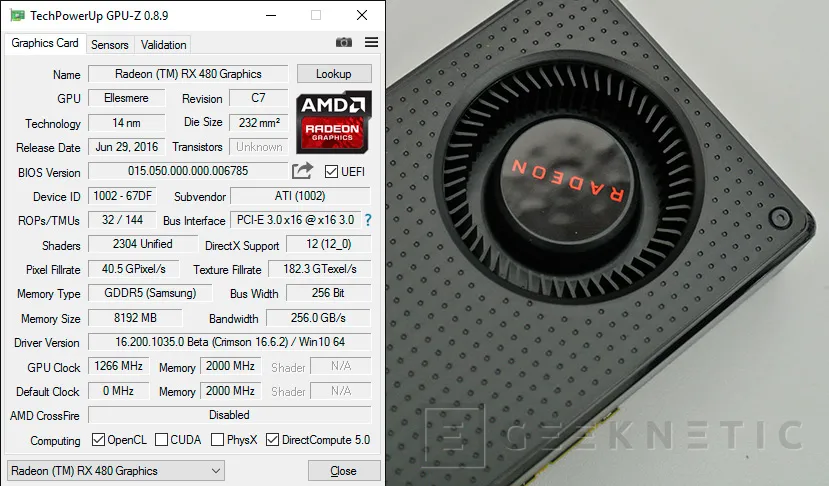 Geeknetic AMD Radeon RX 480 8