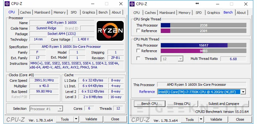 Geeknetic AMD Ryzen 5 1600X 4