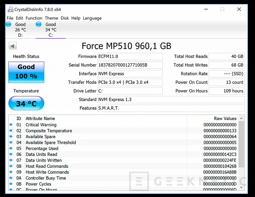 Geeknetic Review SSD Corsair MP510 de 960GB 8