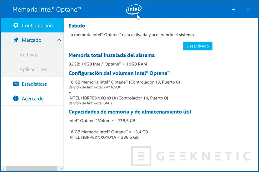 Geeknetic Review Intel Optane Memory H10 256GB 10