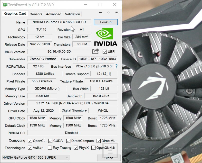 Gtx 1650 super online especificaciones