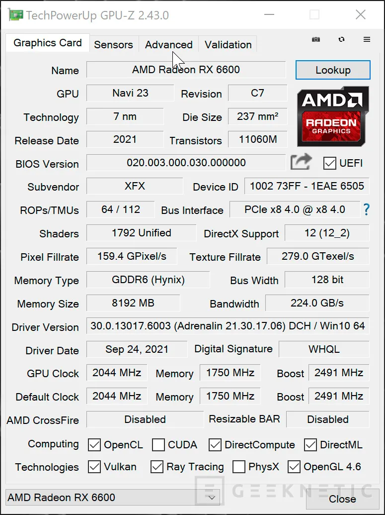 Geeknetic XFX AMD Radeon RX 6600 SWFT 210 Review 10