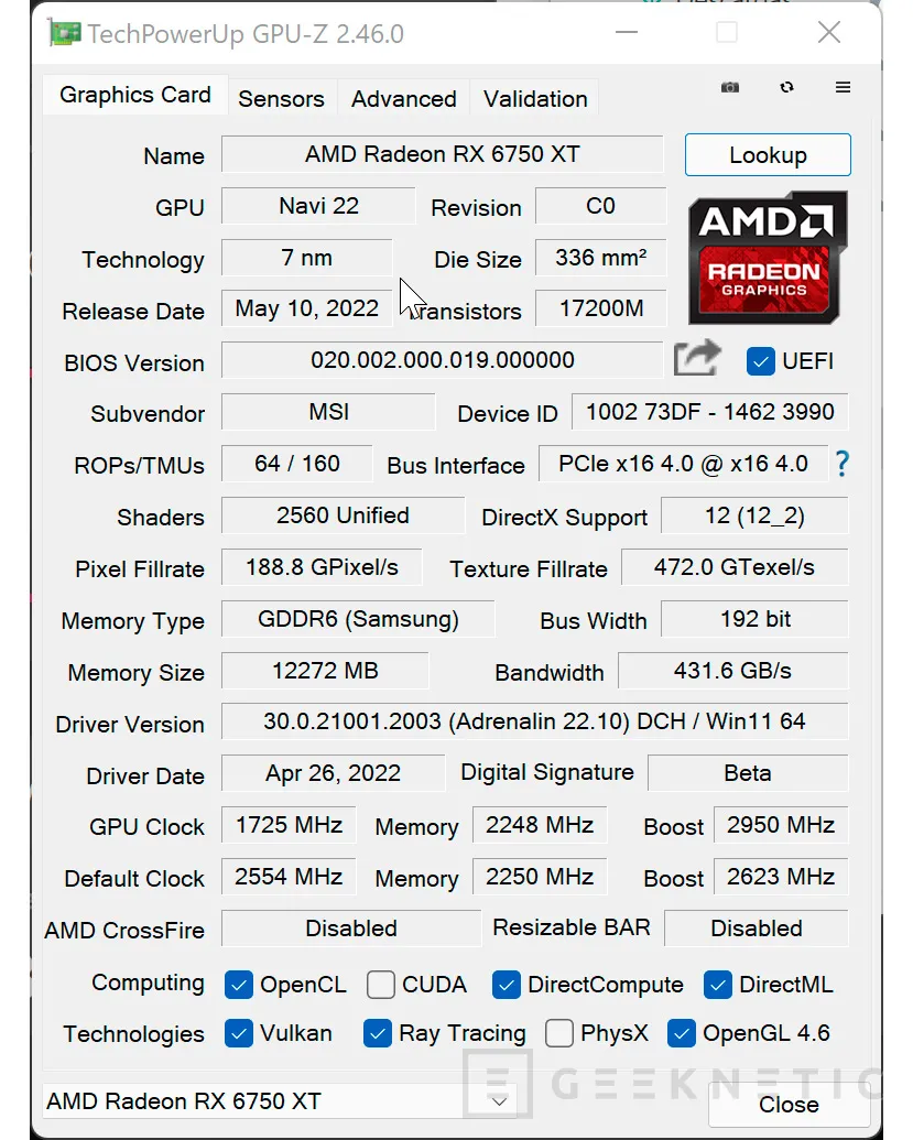 Geeknetic MSI AMD Radeon RX 6750 XT Gaming X TRIO Review 11